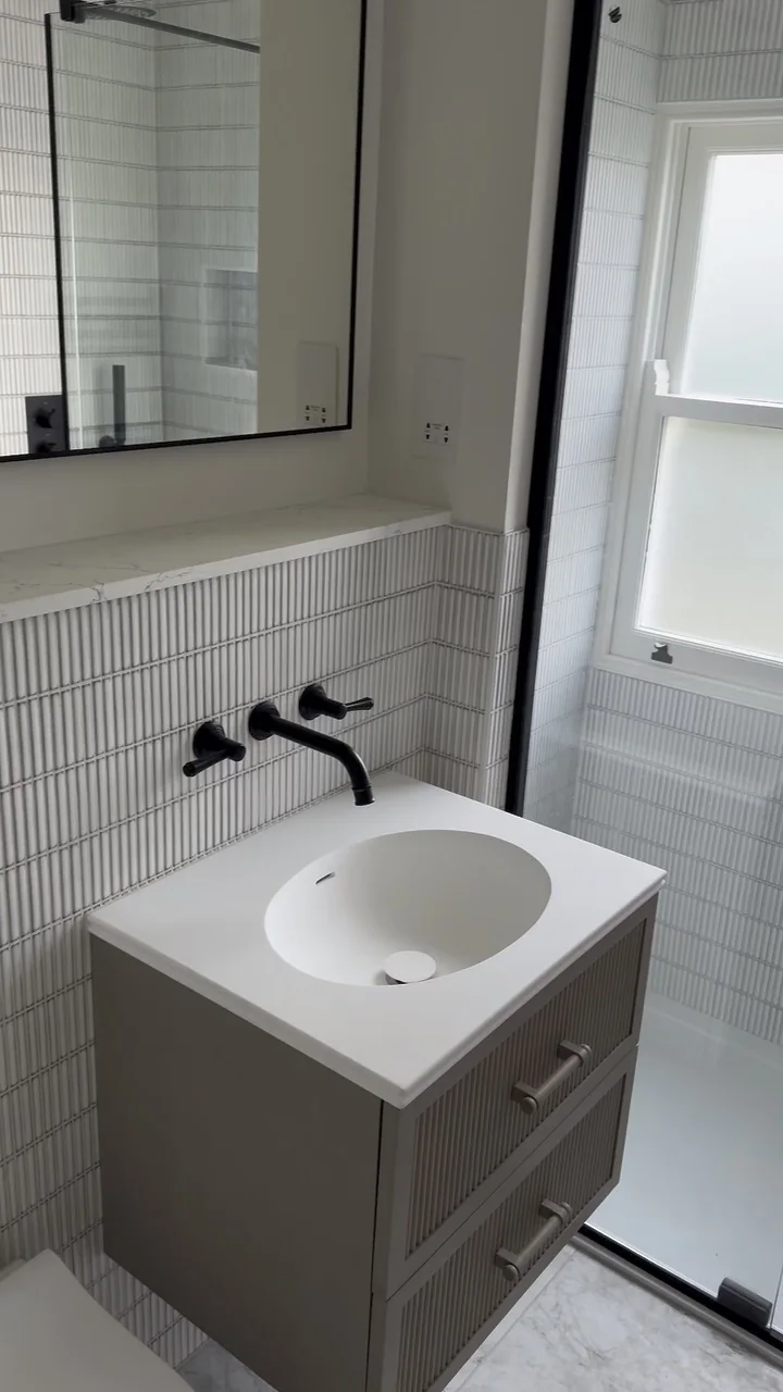 Still from Shower Room — Basin and Towel Rail